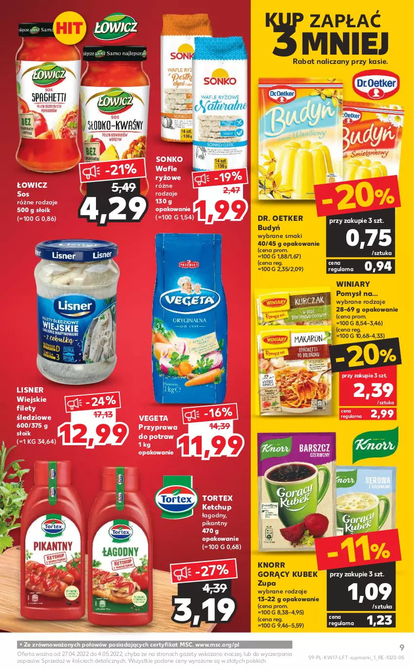 Gazetka promocyjna Kaufland - OFERTA TYGODNIA - ważna 27.04 do 04.05.2022 - strona 9 - produkty: Budyń, Dr. Oetker, Ketchup, Knorr, Kubek, Lisner, Przyprawa do potraw, Ryż, Sonko, Sos, Vegeta, Wafle, Winiary, Zupa