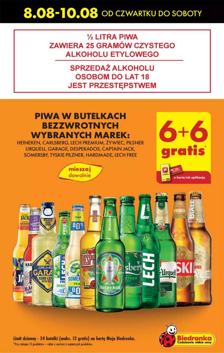 Gazetka promocyjna Biedronka - Od czwartku - ważna 08.08 do 14.08.2024 - strona 10 - produkty: Captain Jack, Carlsberg, Desperados, Dron, Gra, Heineken, Lech Premium, Pilsner Urquell, Piwa, Somersby, Tyskie