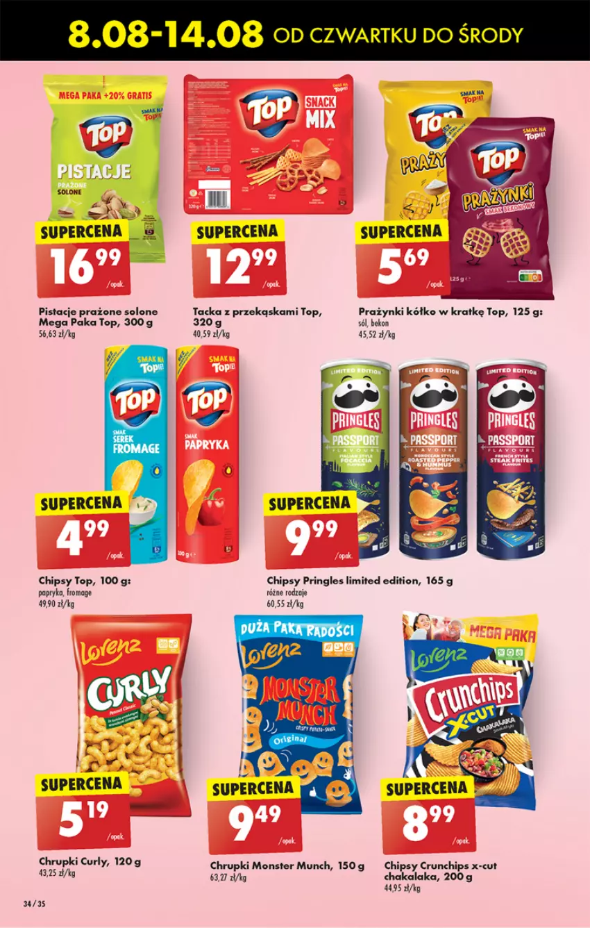 Gazetka promocyjna Biedronka - Od czwartku - ważna 08.08 do 14.08.2024 - strona 40 - produkty: Beko, Chipsy, Chrupki, Crunchips, Gry, Monster Munch, Papryka, Pistacje, Pringles, Top