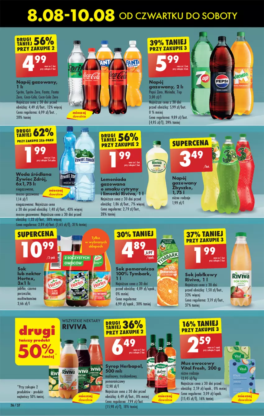 Gazetka promocyjna Biedronka - Od czwartku - ważna 08.08 do 14.08.2024 - strona 42 - produkty: 7up, Coca-Cola, Cytryny, Fa, Fanta, Hortex, Mirinda, Mus, Napój, Napój gazowany, Nektar, Pepsi, Por, Sok, Sprite, Syrop, Tymbark