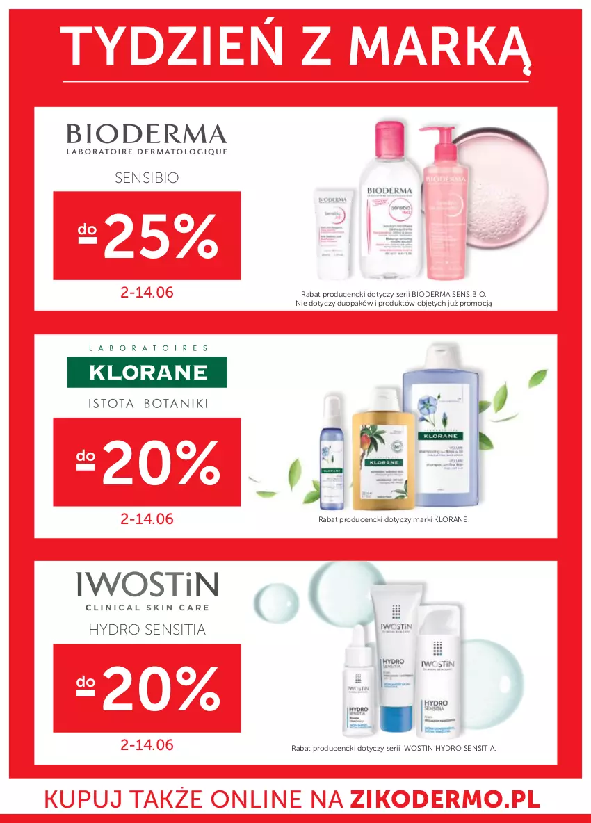 Gazetka promocyjna Ziko - Gazetka Ziko Dermo - ważna 02.06 do 14.06.2023 - strona 22 - produkty: Bioderma, Iwostin, Klorane, Ser