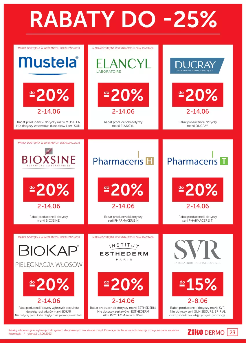 Gazetka promocyjna Ziko - Gazetka Ziko Dermo - ważna 02.06 do 14.06.2023 - strona 23 - produkty: Acer, Biokap, Ducray, Fa, Mus, Mustela, Okap, Pharmaceris, Pielęgnacja włosów, Rum, Ser, Serum, SVR