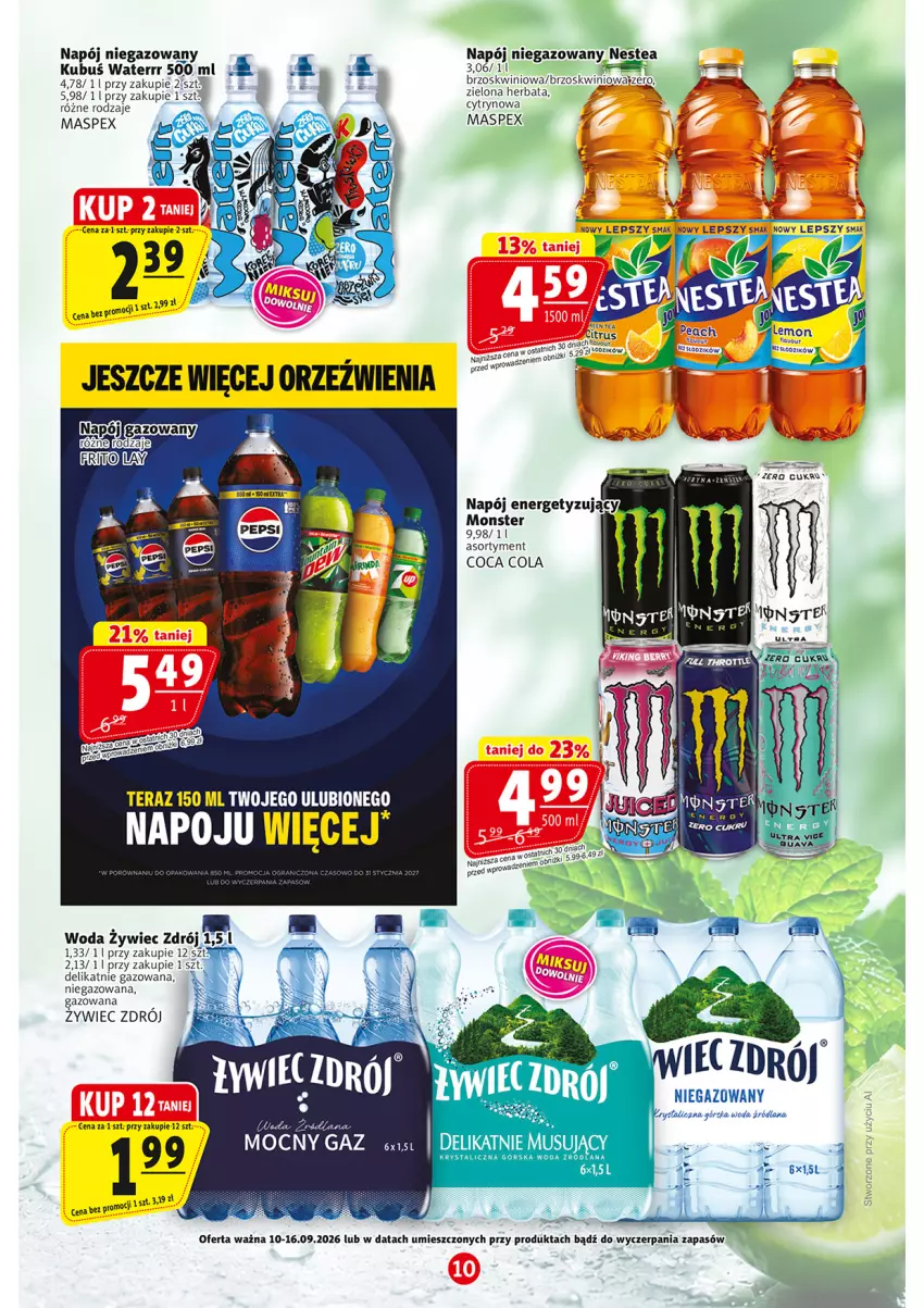 Gazetka promocyjna Prim Market - ważna 10.09 do 16.09.2026 - strona 10 - produkty: Herbata, Kubuś, Kubuś Waterrr, LANA, Napój, Napój niegazowany, Nestea, Tera, Woda
