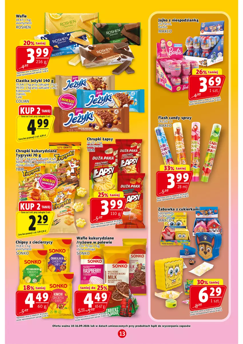 Gazetka promocyjna Prim Market - ważna 10.09 do 16.09.2026 - strona 13 - produkty: Barbie, Candy, Chrupki, Ciastka, Gra, Jeżyki, Kokos, Psi Patrol, Ryż, Sonko, Wafle