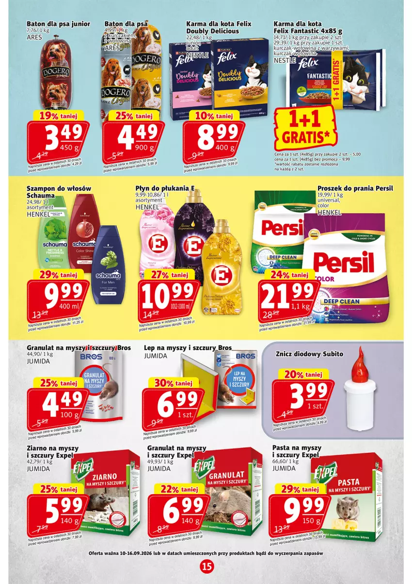 Gazetka promocyjna Prim Market - ważna 10.09 do 16.09.2026 - strona 15 - produkty: Baton, Baton dla psa, Fa, Fanta, Felix, Gra, Kurczak, Mysz, Persil, Płyn do płukania, Por, Proszek do prania, Schauma, Szampon, Wołowina, Znicz