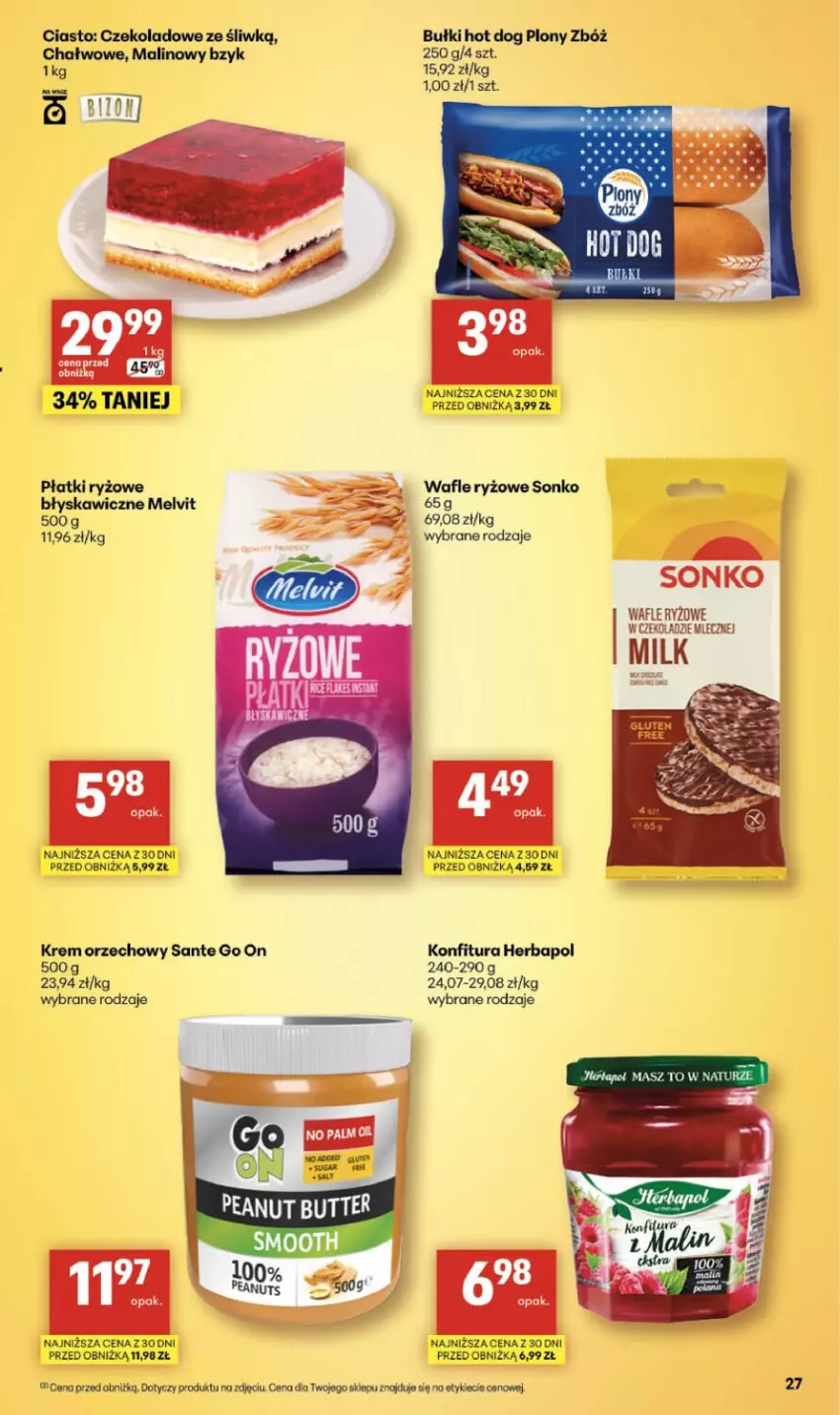 Gazetka promocyjna Delikatesy Centrum - Franczyza DC07 Czwartek - ważna 12.02 do 18.02.2026 - strona 27 - produkty: Herbapol, Hot dog, Konfitura, Krem orzechowy, Melvit, Płatki ryżowe, Ryż, Sante, Sonko, Wafle