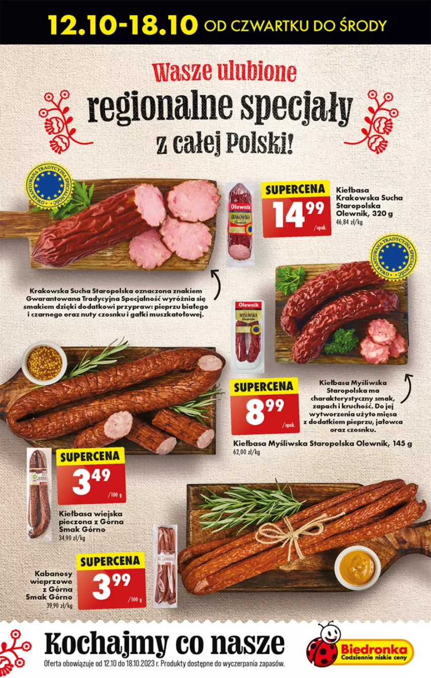 Gazetka promocyjna Biedronka - Od czwartku - ważna 12.10 do 18.10.2023 - strona 29 - produkty: Kiełbasa, Kiełbasa krakowska, Kiełbasa wiejska, Koc, Mus, Nuty, O nas, Olewnik, Piec, Pieprz