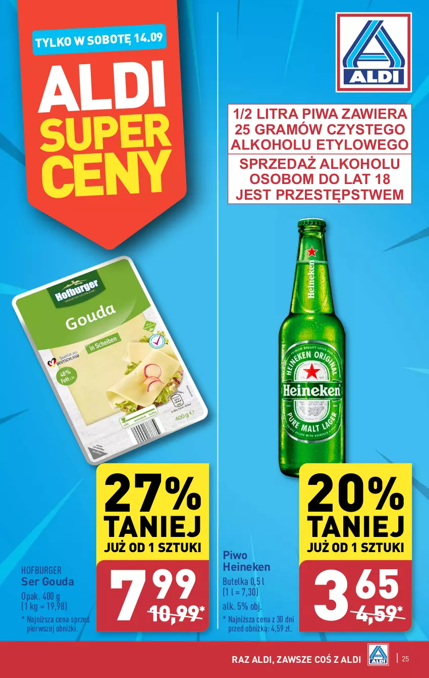 Gazetka promocyjna Aldi - Pełna oferta - ważna 09.09 do 14.09.2024 - strona 25 - produkty: Burger, Gouda, Gra, Heineken, Hofburger, Piwa, Piwo, Ser