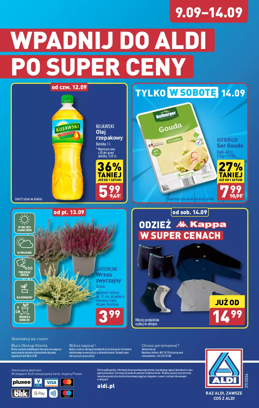 Gazetka promocyjna Aldi - Pełna oferta - ważna 09.09 do 14.09.2024 - strona 36 - produkty: Biuro, Burger, Gouda, Hofburger, Kujawski, O nas, Olej, Olej rzepakowy, Por, Ser, Sok