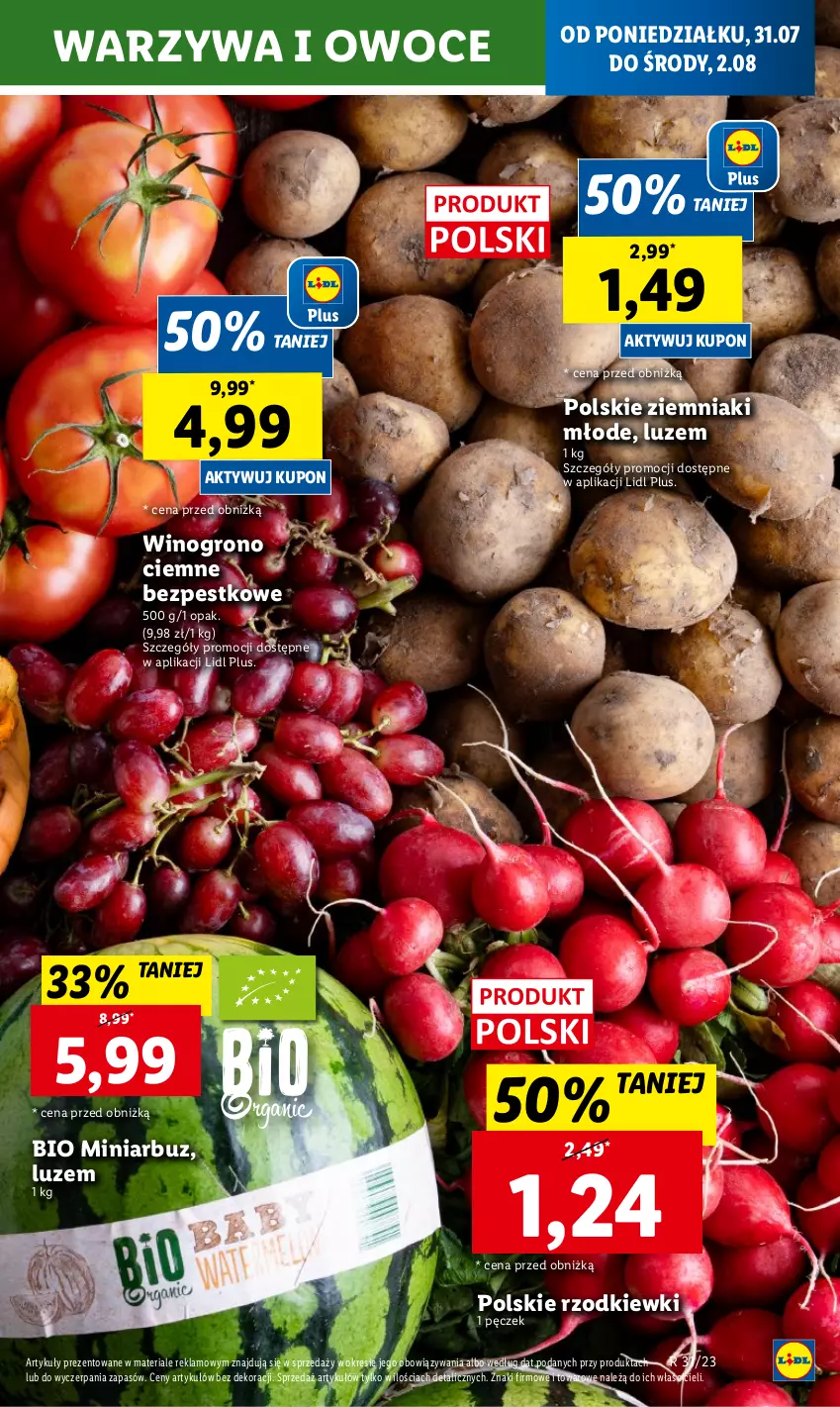 Gazetka promocyjna Lidl - GAZETKA - ważna 31.07 do 05.08.2023 - strona 23 - produkty: Arbuz, Owoce, Warzywa, Warzywa i owoce, Wino, Ziemniaki