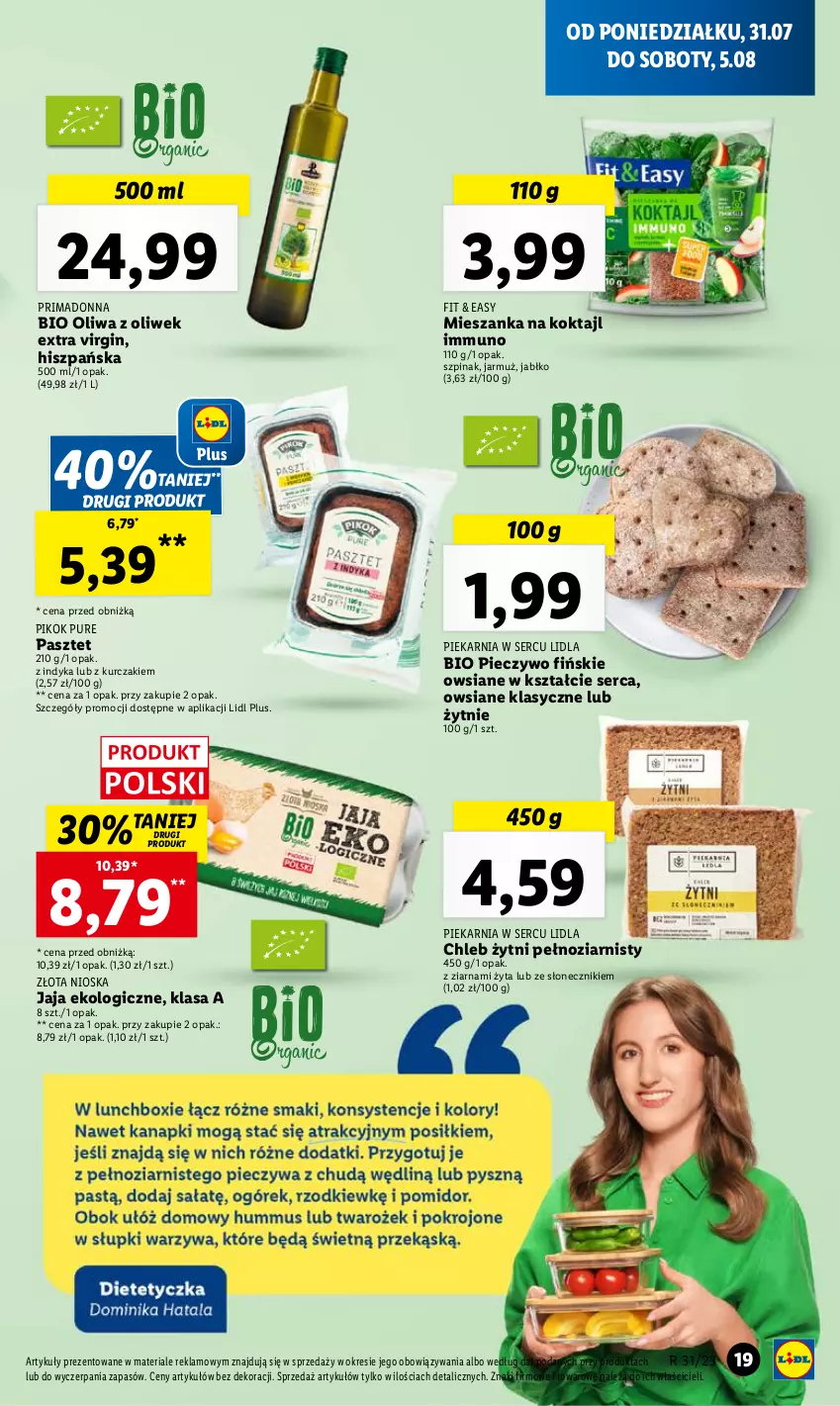 Gazetka promocyjna Lidl - GAZETKA - ważna 31.07 do 05.08.2023 - strona 29 - produkty: Chleb, Gin, Jaja, Jarmuż, Kurczak, Oliwa z oliwek, Pasztet, Piec, Pieczywo, PIKOK, Prima, Pur, Ser, Szpinak