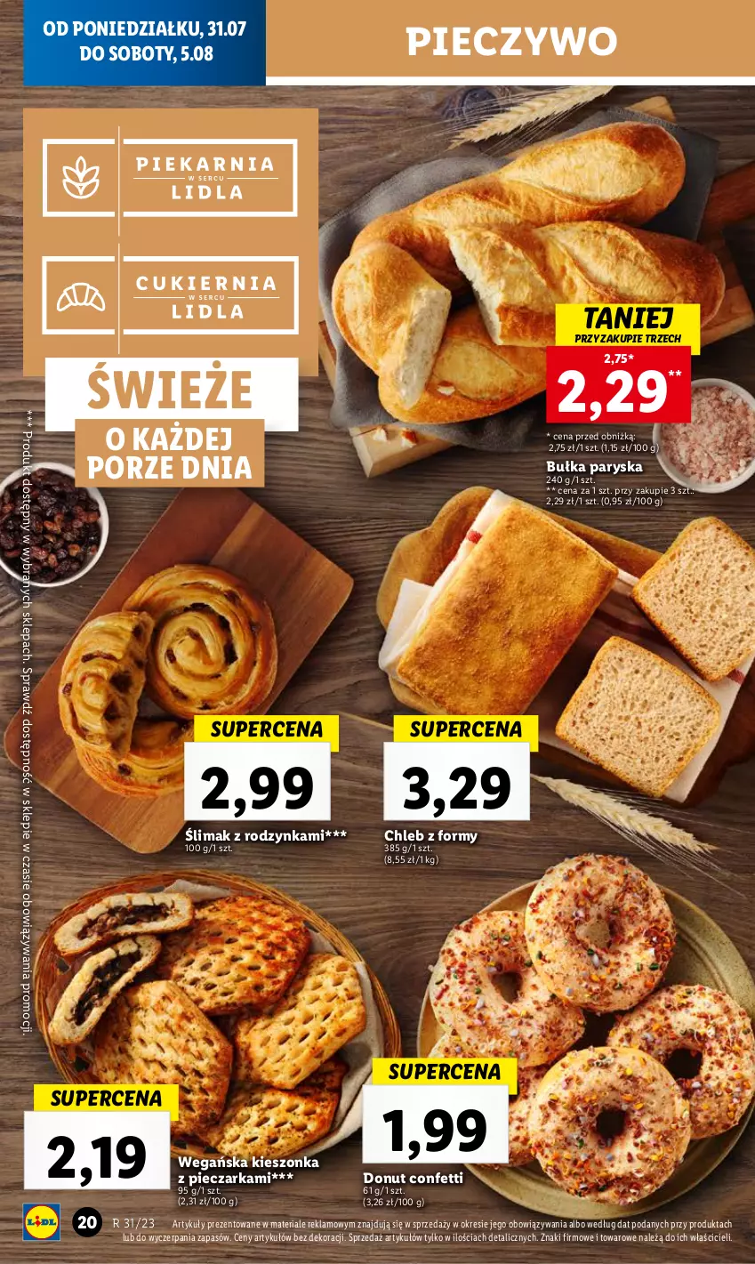 Gazetka promocyjna Lidl - GAZETKA - ważna 31.07 do 05.08.2023 - strona 30 - produkty: Bułka, Chleb, Donut, Piec, Pieczarka, Pieczywo, Por