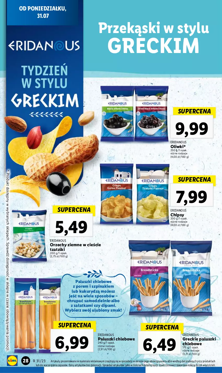 Gazetka promocyjna Lidl - GAZETKA - ważna 31.07 do 05.08.2023 - strona 38 - produkty: Chipsy, Chleb, Oliwki, Por, Sałat, Sałatka, Szpinak