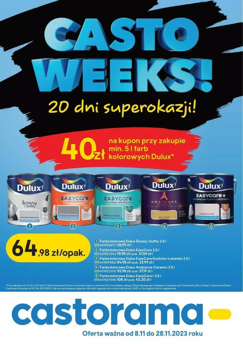 Gazetka promocyjna Castorama - ważna 08.11 do 28.11.2023 - strona 1 - produkty: Astor, Dulux, Fa, Kuchnia, Olej, Rama