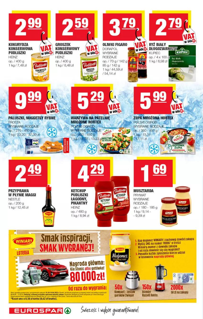 Gazetka promocyjna Spar - EuroSpar - ważna 14.03 do 24.03.2022 - strona 6 - produkty: Blender, Gra, Groszek, Heinz, Ketchup, Kosz, Kukurydza, Kupiec, Maggi, Majonez, Mięta, Mus, Musztarda, Oliwki, Piec, Prymat, Pudliszki, Ryż, Ryż biały, Ser, Winiary