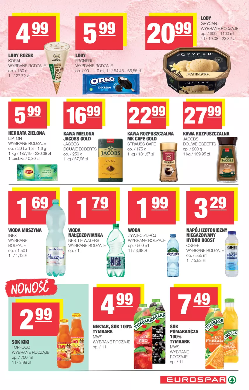 Gazetka promocyjna Spar - EuroSpar - ważna 24.08 do 03.09.2025 - strona 13 - produkty: Gry, Herbata, Jacobs, Kawa, Kawa mielona, Kawa rozpuszczalna, Lipton, Lody, Mus, Nałęczowianka, Nektar, Oshee, Sok, Szyna, Top, Torebka, Tymbark, Woda