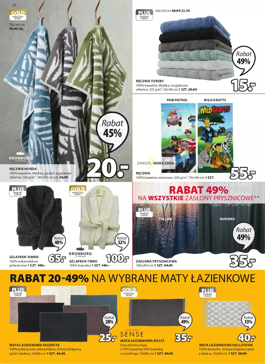 Gazetka promocyjna Jysk - Oferta tygodnia - ważna 13.10 do 26.10.2021 - strona 23 - produkty: Fa, Halls, Mata łazienkowa, Ręcznik, Szlafrok, Wełna, Zasłona, Zasłona prysznicowa