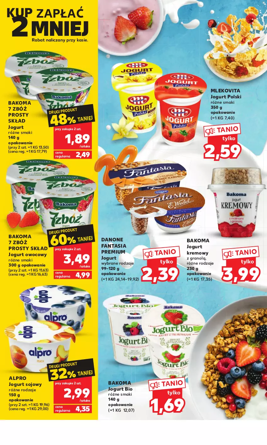 Gazetka promocyjna Kaufland - MOCNY START - ważna 17.04 do 19.04.2023 - strona 14 - produkty: Alpro, Bakoma, Danone, Danone Fantasia, Fa, Fanta, Gra, Jogurt, Jogurt bio, Jogurt owocowy, Mleko, Mlekovita