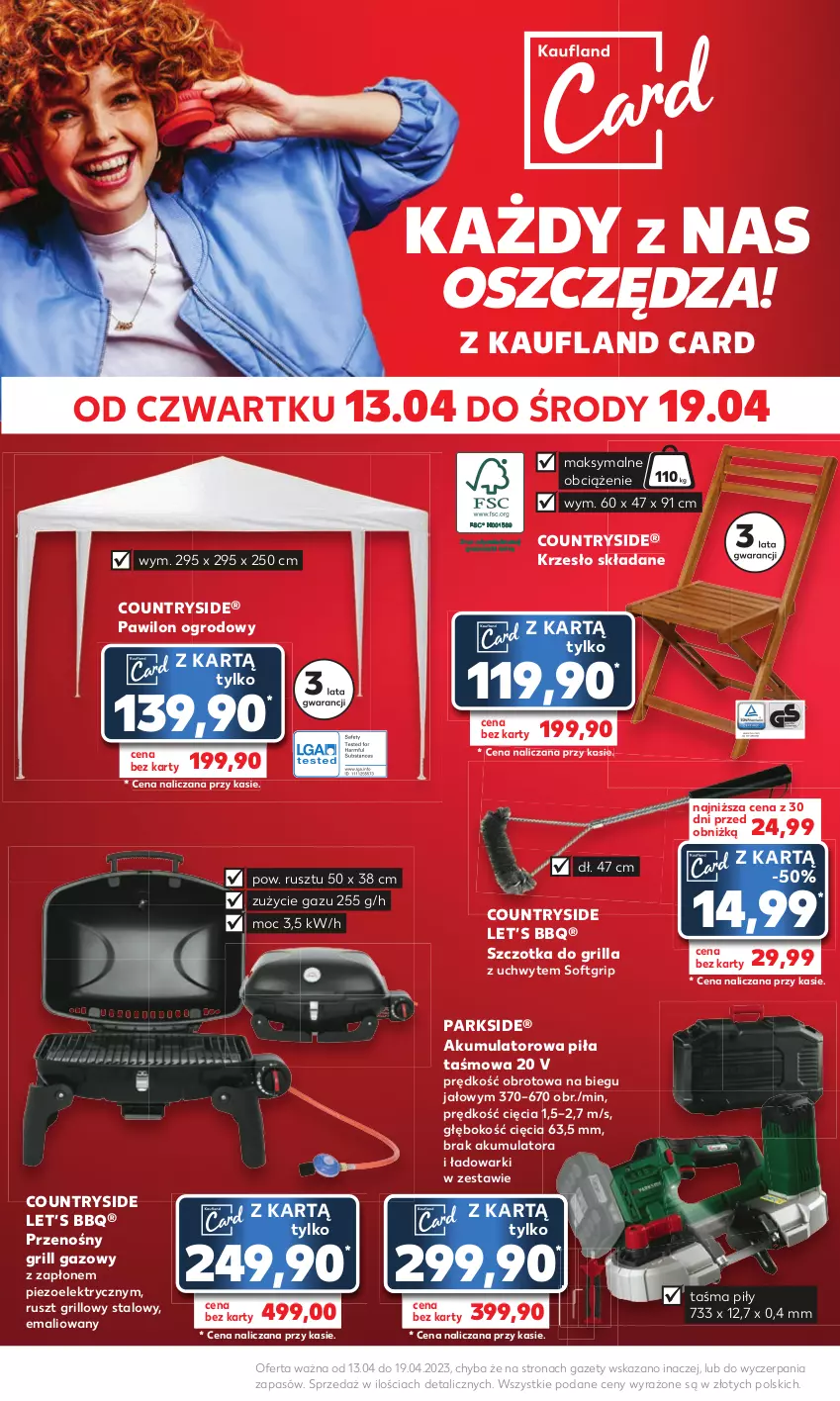 Gazetka promocyjna Kaufland - MOCNY START - ważna 17.04 do 19.04.2023 - strona 18 - produkty: Akumulator, Grill, Grill gazowy, Krzesło, Krzesło składane, Parkside, Szczotka