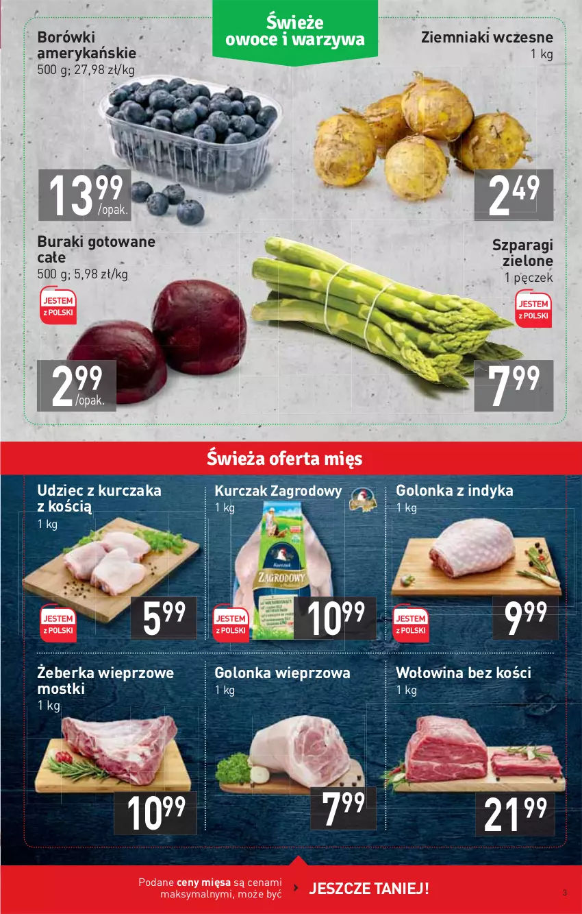 Gazetka promocyjna Stokrotka - Market - ważna 10.06 do 16.06.2021 - strona 3 - produkty: Buraki, Golonka wieprzowa, Golonka z indyka, Kurczak, Wołowina, Wołowina bez kości, Ziemniaki