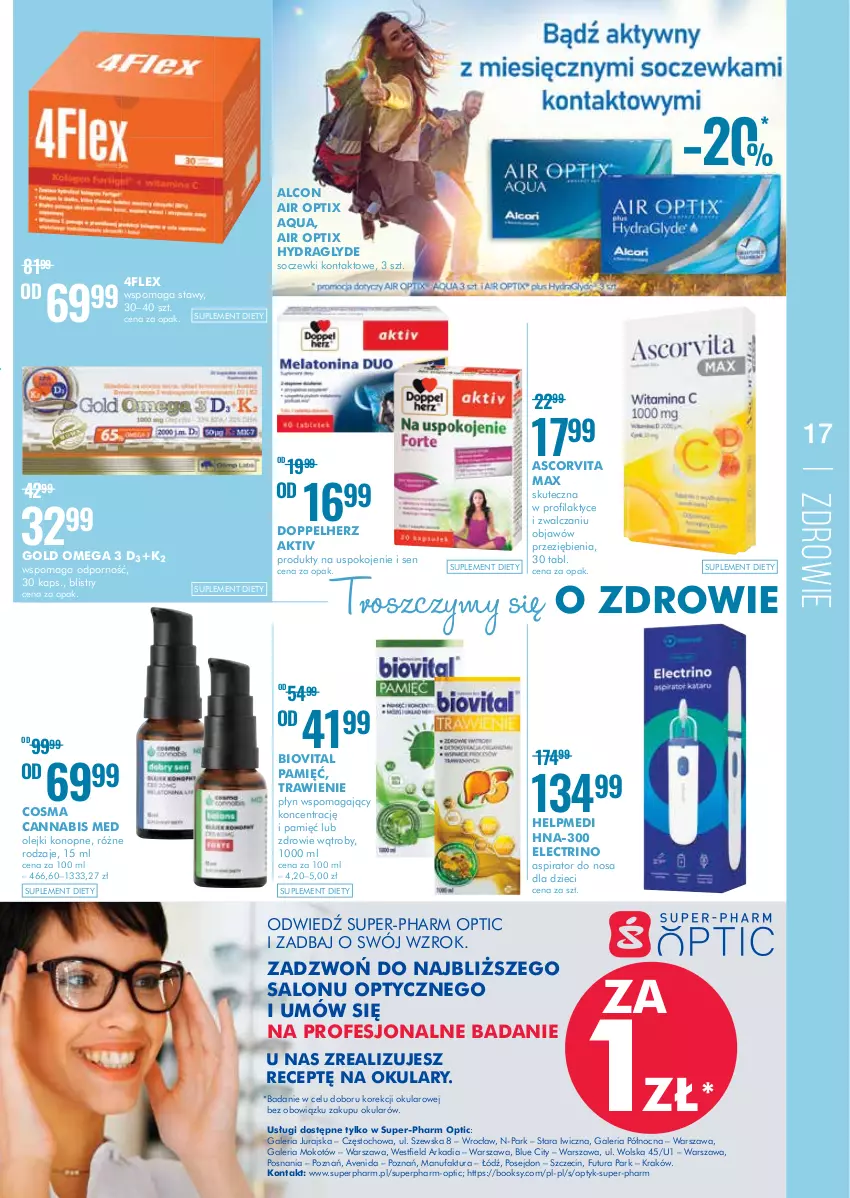 Gazetka promocyjna Super Pharm - Gazetka - ważna 01.09 do 14.09.2022 - strona 17 - produkty: Alcon, Biovital, Doppelherz, Dzieci, Fa, JBL, K2, Olej, Por, Soczewki kontaktowe, Suplement diety, Zdrowie