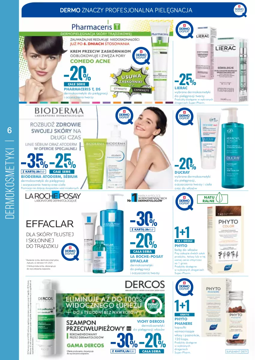 Gazetka promocyjna Super Pharm - Gazetka - ważna 01.09 do 14.09.2022 - strona 6 - produkty: Acer, Atoderm, Bioderma, Ducray, Fa, Gra, Kosmetyki do pielęgnacji, La Roche-Posay, Lierac, Pharmaceris, Phyto, Ser, Suplement diety, Vichy