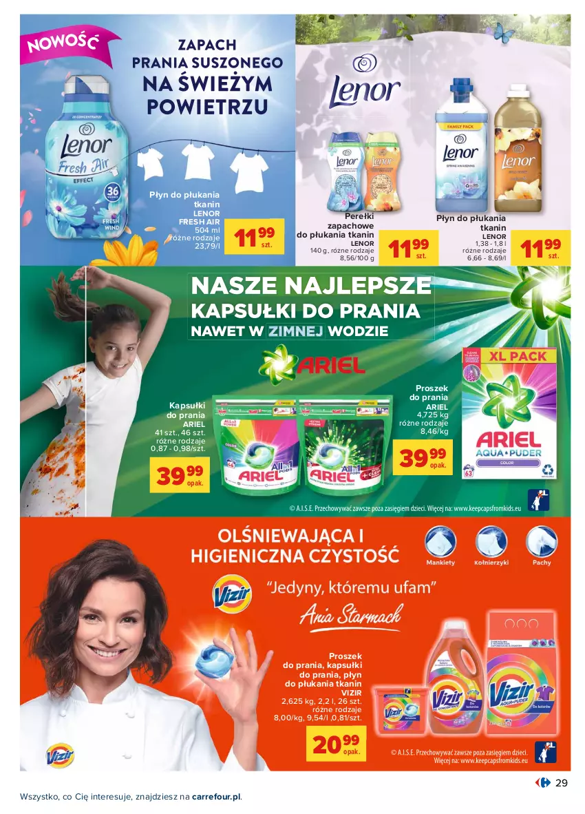 Gazetka promocyjna Carrefour - Gazetka Carrefour - ważna 26.07 do 07.08.2021 - strona 29 - produkty: Ariel, Kapsułki do prania, Lenor, Perełki zapachowe, Płyn do płukania, Proszek do prania, Vizir