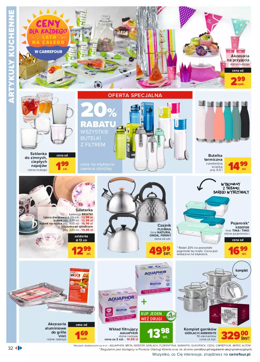 Gazetka promocyjna Carrefour - Gazetka Carrefour - ważna 26.07 do 07.08.2021 - strona 32 - produkty: Aquaphor, Brit, Brita, Czajnik, Deser, Filiżanka, Grill, Kubek, Pojemnik, Salaterka, Ser, Szklanka, Talerz, Talerz deserowy