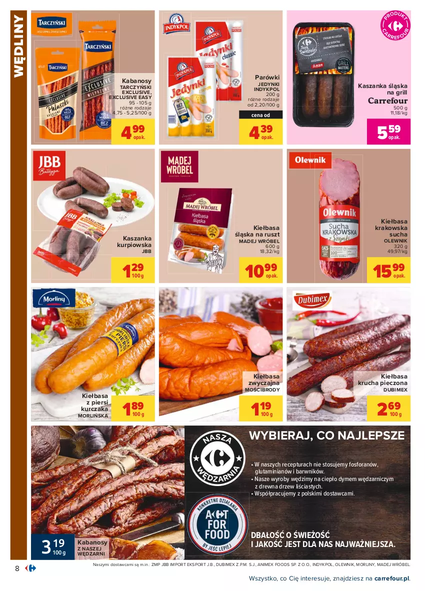 Gazetka promocyjna Carrefour - Gazetka Carrefour - ważna 26.07 do 07.08.2021 - strona 8 - produkty: Grill, Kabanos, Kasza, Kaszanka, Kiełbasa, Kiełbasa krakowska, Kiełbasa krucha, Kiełbasa śląska, Kiełbasa z piersi kurczaka, Kurczak, Madej Wróbel, Morliny, Olewnik, Parówki, Piec, Por, Sport, Tarczyński