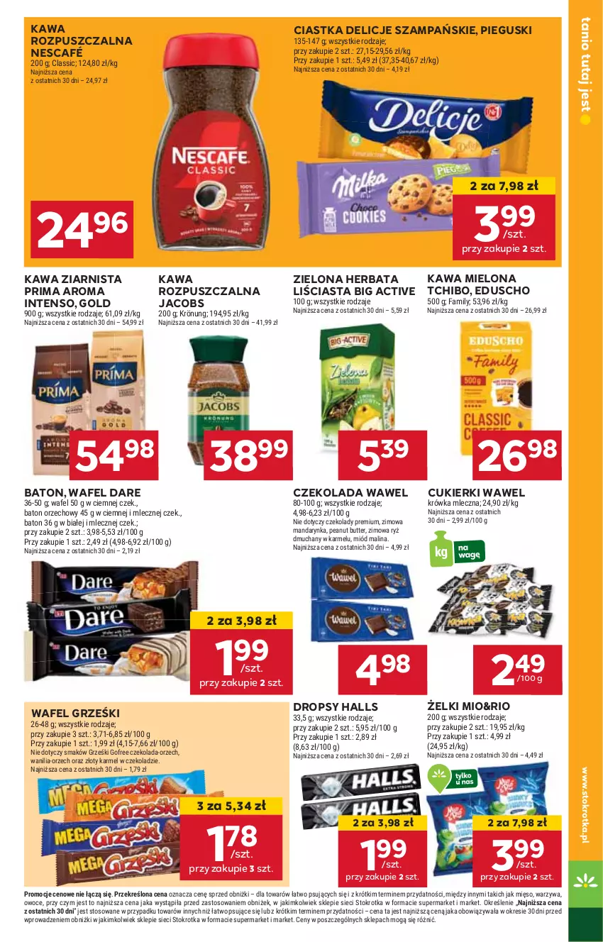 Gazetka promocyjna Stokrotka - Supermarket - ważna 12.06 do 16.06.2025 - strona 11 - produkty: Baton, Ciastka, Cukier, Cukierki, Czekolada, Delicje, Fa, Grześki, Halls, Herbata, Jacobs, Kawa, Kawa mielona, Kawa rozpuszczalna, Kawa ziarnista, Mięso, Miód, Nescafé, Owoce, Prima, Ryż, Tchibo, Warzywa, Wawel