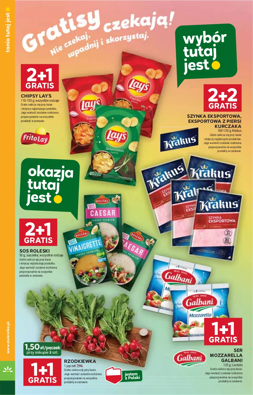 Gazetka promocyjna Stokrotka - Supermarket - ważna 12.06 do 16.06.2025 - strona 22 - produkty: Chipsy, Galbani, Gra, HP, Krakus, Kurczak, Lay’s, Mozzarella, Por, Rzodkiewka, Ser, Sos, Sport, Szynka