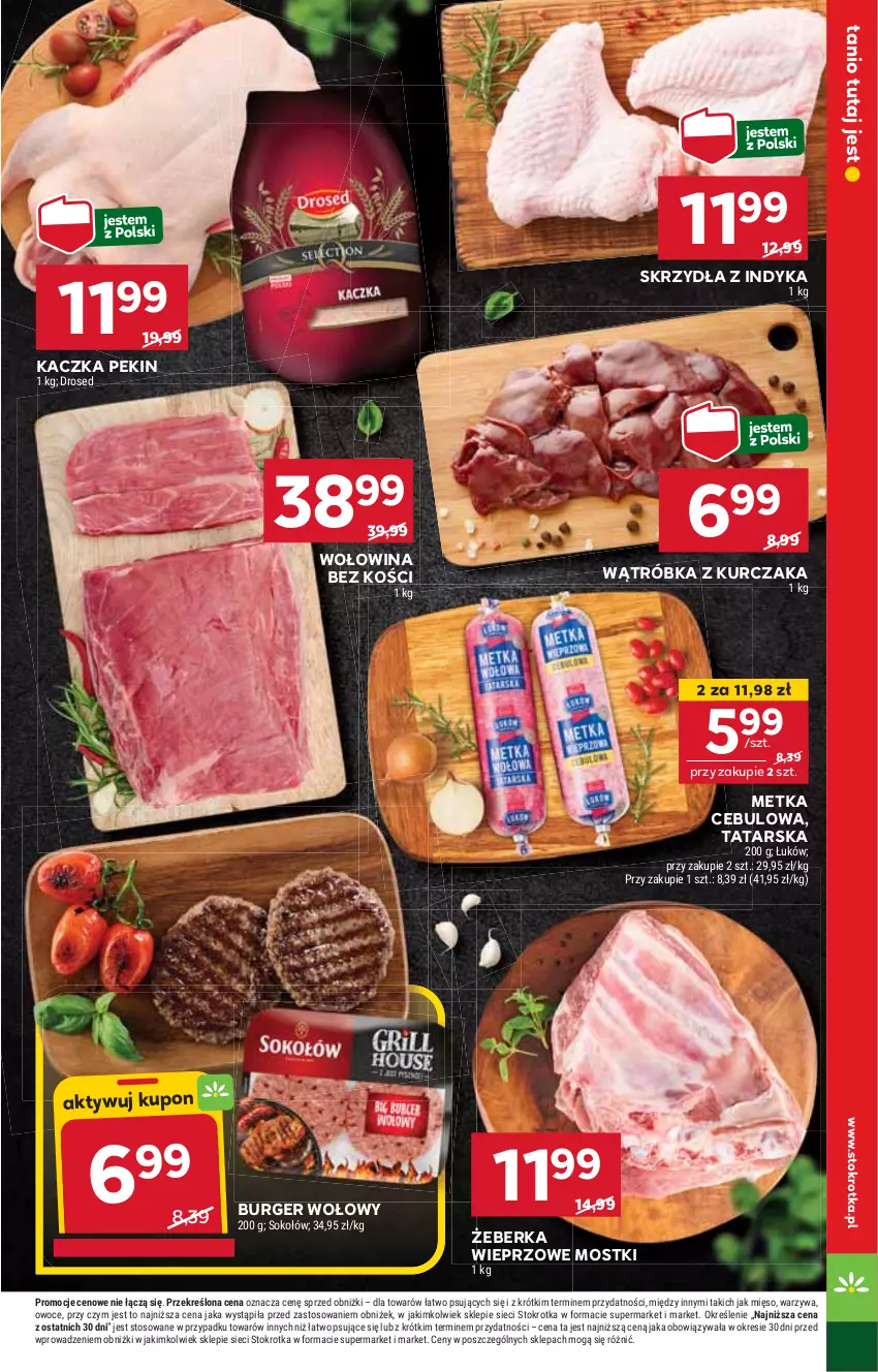 Gazetka promocyjna Stokrotka - Supermarket - ważna 12.06 do 16.06.2025 - strona 7 - produkty: Burger, Kaczka, Kurczak, Mięso, Owoce, Sok, Sokołów, Warzywa, Wołowina, Wołowina bez kości