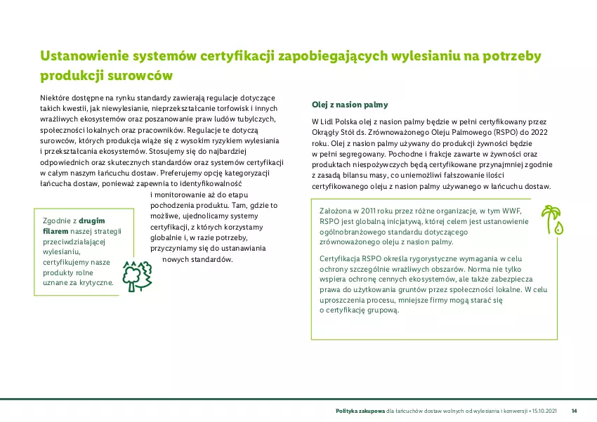 Gazetka promocyjna Lidl - Polityka zakupowa łańcuchów dostaw - ważna 15.10.2021 do 31.12.2030 - strona 15 - produkty: Fa, Grunt, Monitor, Olej, Piec, Sok, Stół