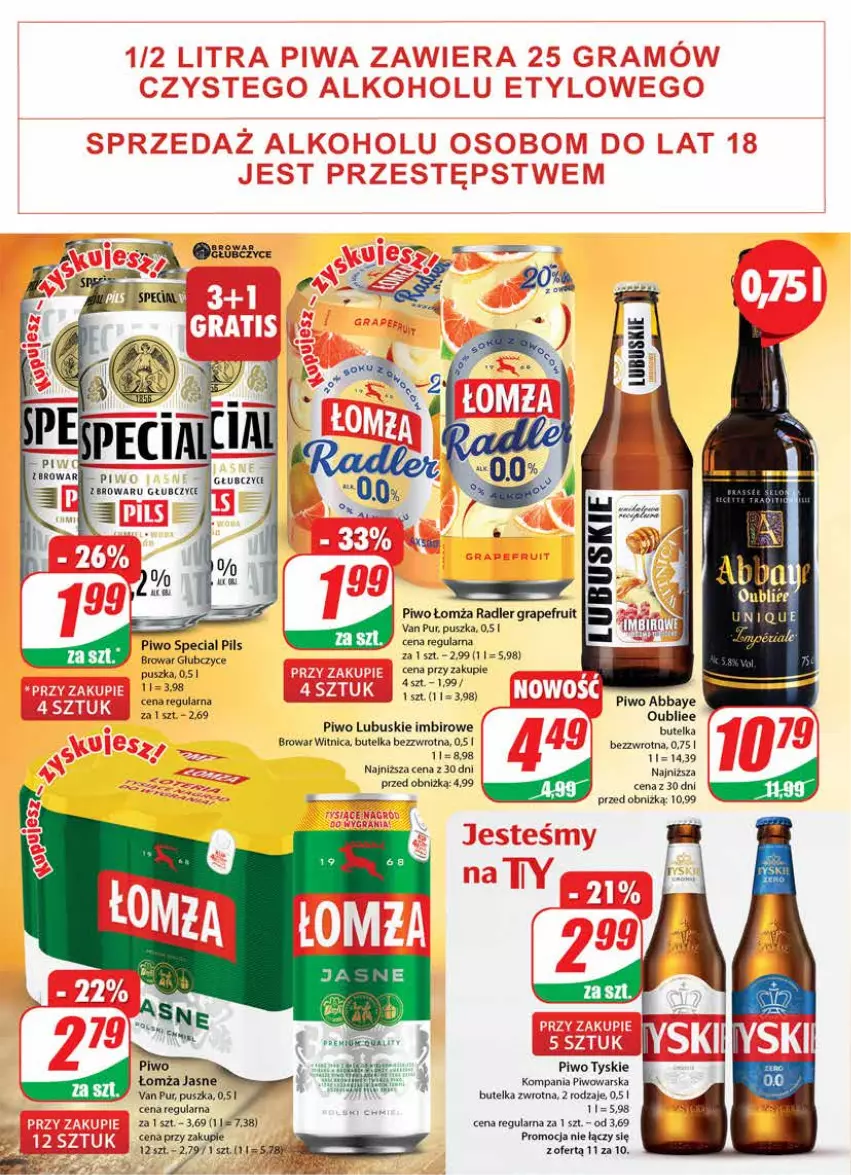 Gazetka promocyjna Dino - Gazetka 43 - ważna 25.10 do 31.10.2023 - strona 18 - produkty: Gra, Imbir, Piwo, Pur, Radler, Tyskie