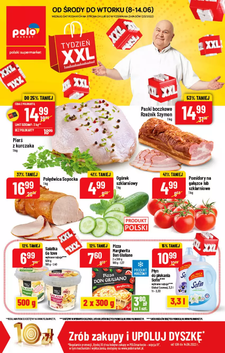 Gazetka promocyjna PoloMarket - Gazetka pomocyjna - ważna 08.06 do 14.06.2022 - strona 1 - produkty: Kurczak, Ogórek, Pizza, Polędwica, Pomidory, Sałat