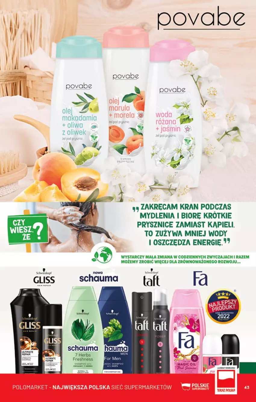 Gazetka promocyjna PoloMarket - Gazetka pomocyjna - ważna 08.06 do 14.06.2022 - strona 43 - produkty: Fa, Olej, Schauma, Taft