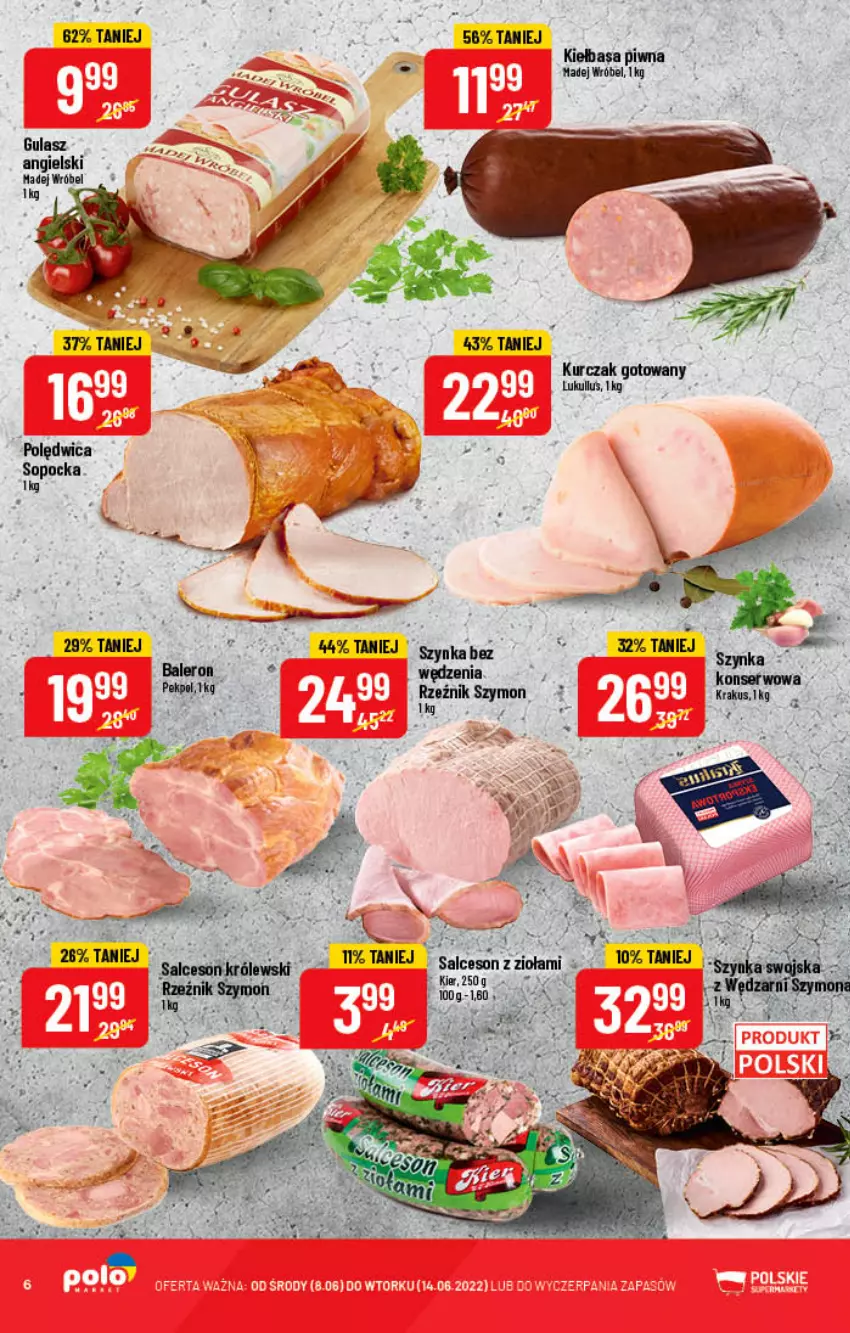 Gazetka promocyjna PoloMarket - Gazetka pomocyjna - ważna 08.06 do 14.06.2022 - strona 6 - produkty: Kiełbasa, Kiełbasa piwna, Kurczak, Kurczak gotowany, Madej Wróbel, Polędwica