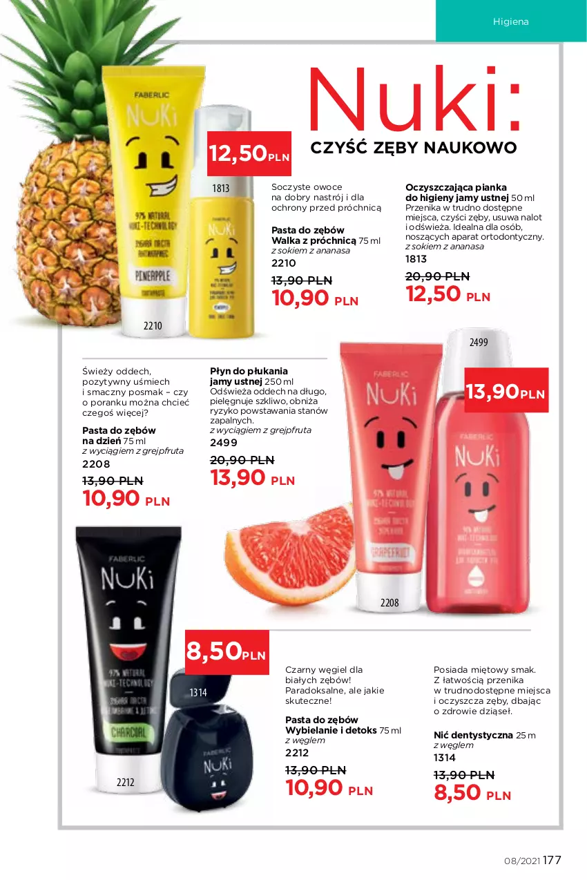 Gazetka promocyjna Faberlic - Gazetka - ważna 24.05 do 13.06.2021 - strona 177 - produkty: Ananas, Grejpfrut, Nić dentystyczna, Owoce, Pasta do zębów, Płyn do płukania, Płyn do płukania jamy ustnej, Por, Sok, Zdrowie