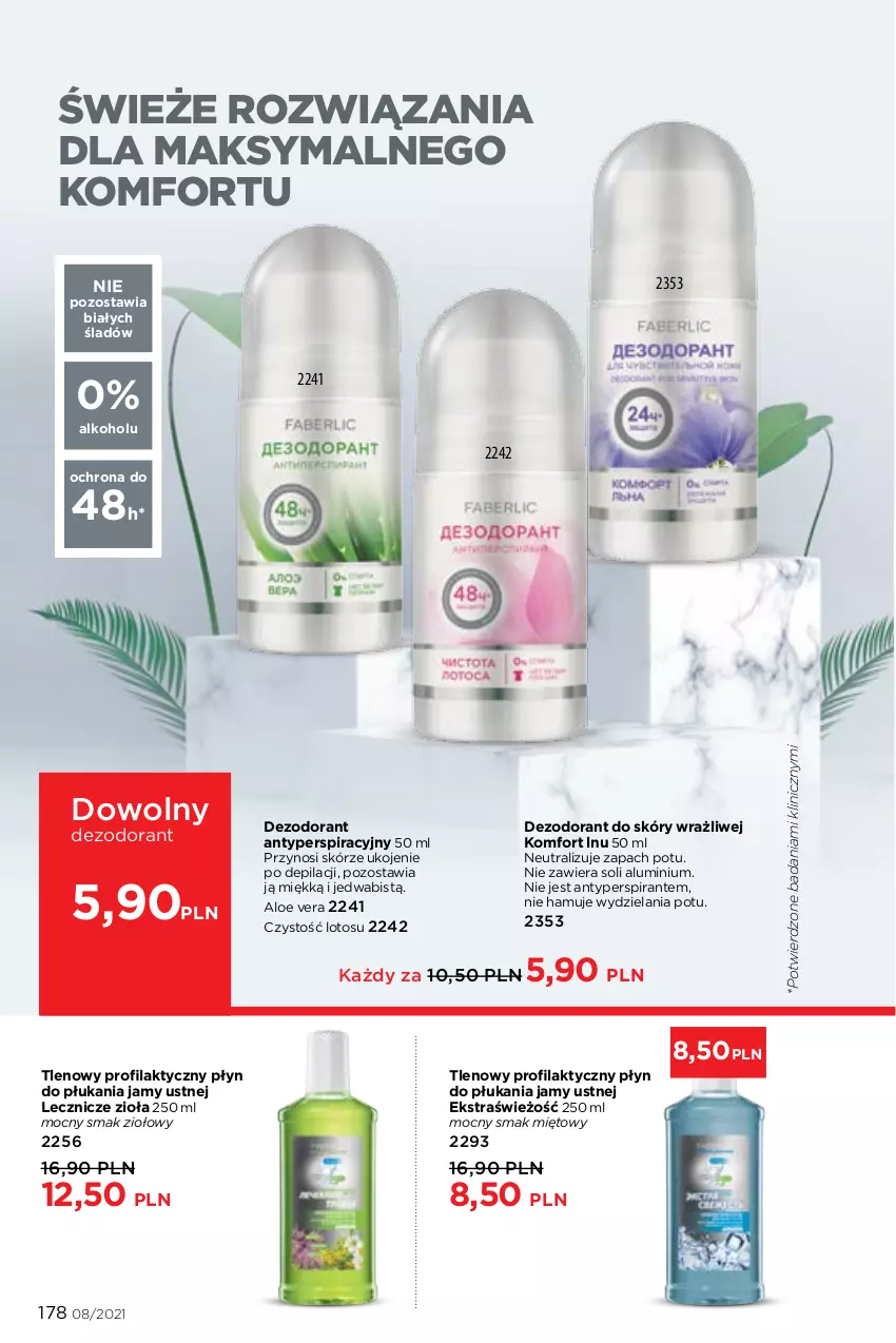 Gazetka promocyjna Faberlic - Gazetka - ważna 24.05 do 13.06.2021 - strona 178 - produkty: Aloe vera, Antyperspirant, Dezodorant, Płyn do płukania, Płyn do płukania jamy ustnej, Znicz