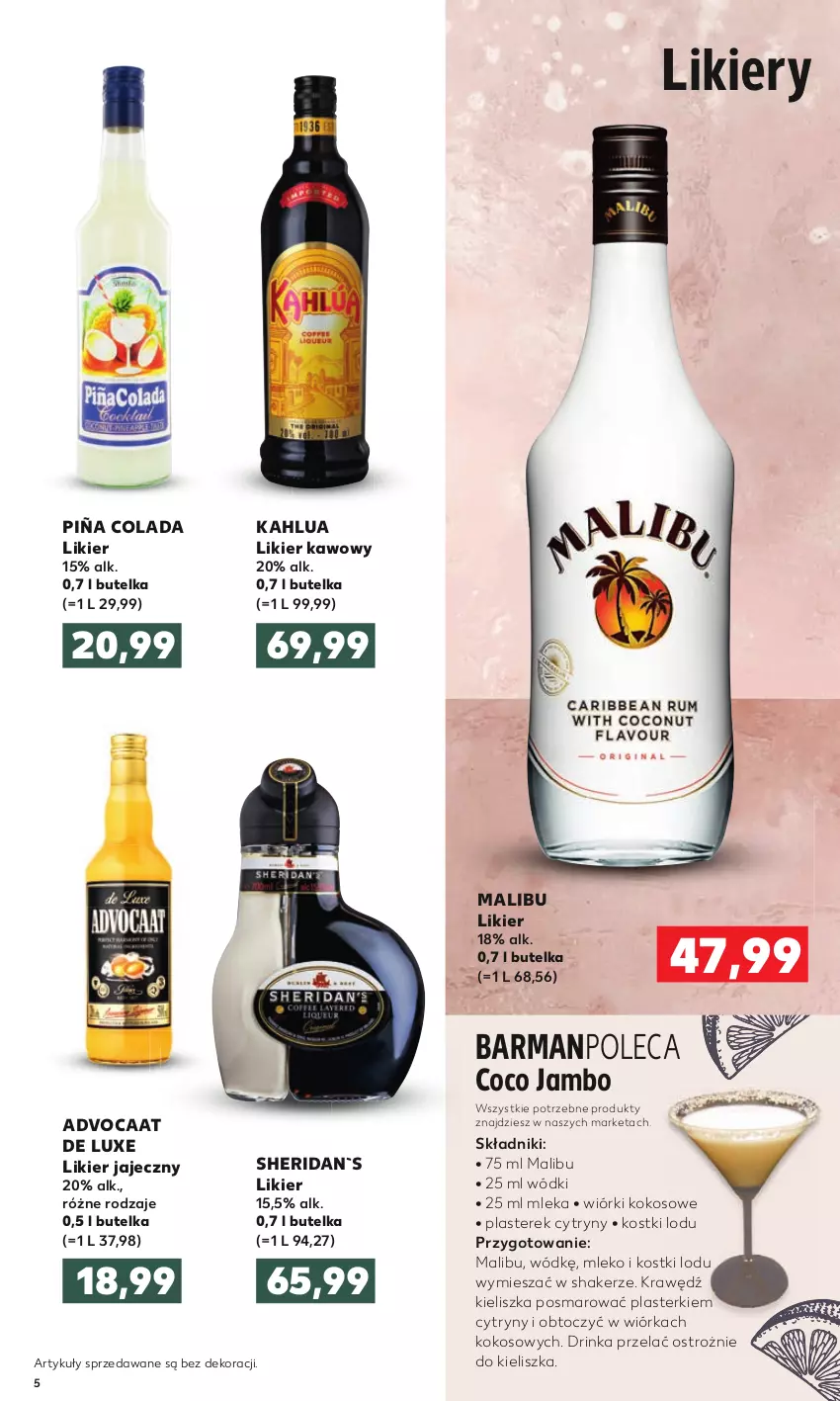 Gazetka promocyjna Kaufland - Barek - ważna 21.01 do 03.02.2021 - strona 5 - produkty: Advocaat, Cytryny, Inka, Kokos, Likier, Likier jajeczny, Malibu, Mleko, Piña Colada, Plasterki, Wiórki kokosowe