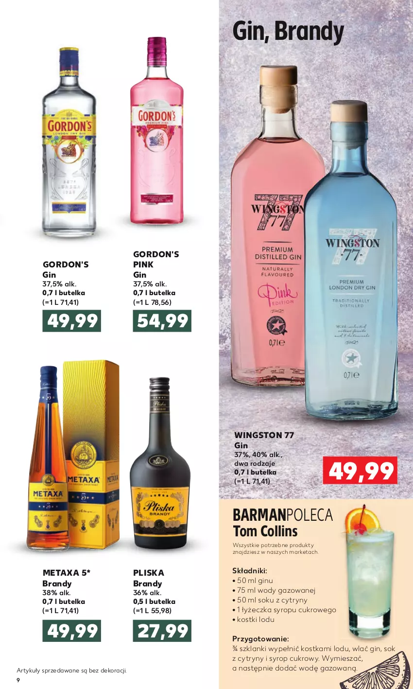 Gazetka promocyjna Kaufland - Barek - ważna 21.01 do 03.02.2021 - strona 9 - produkty: Brandy, Cytryny, Gin, Gordon's, Lanki, Metaxa, Pliska, Sok, Syrop, Wingston 77