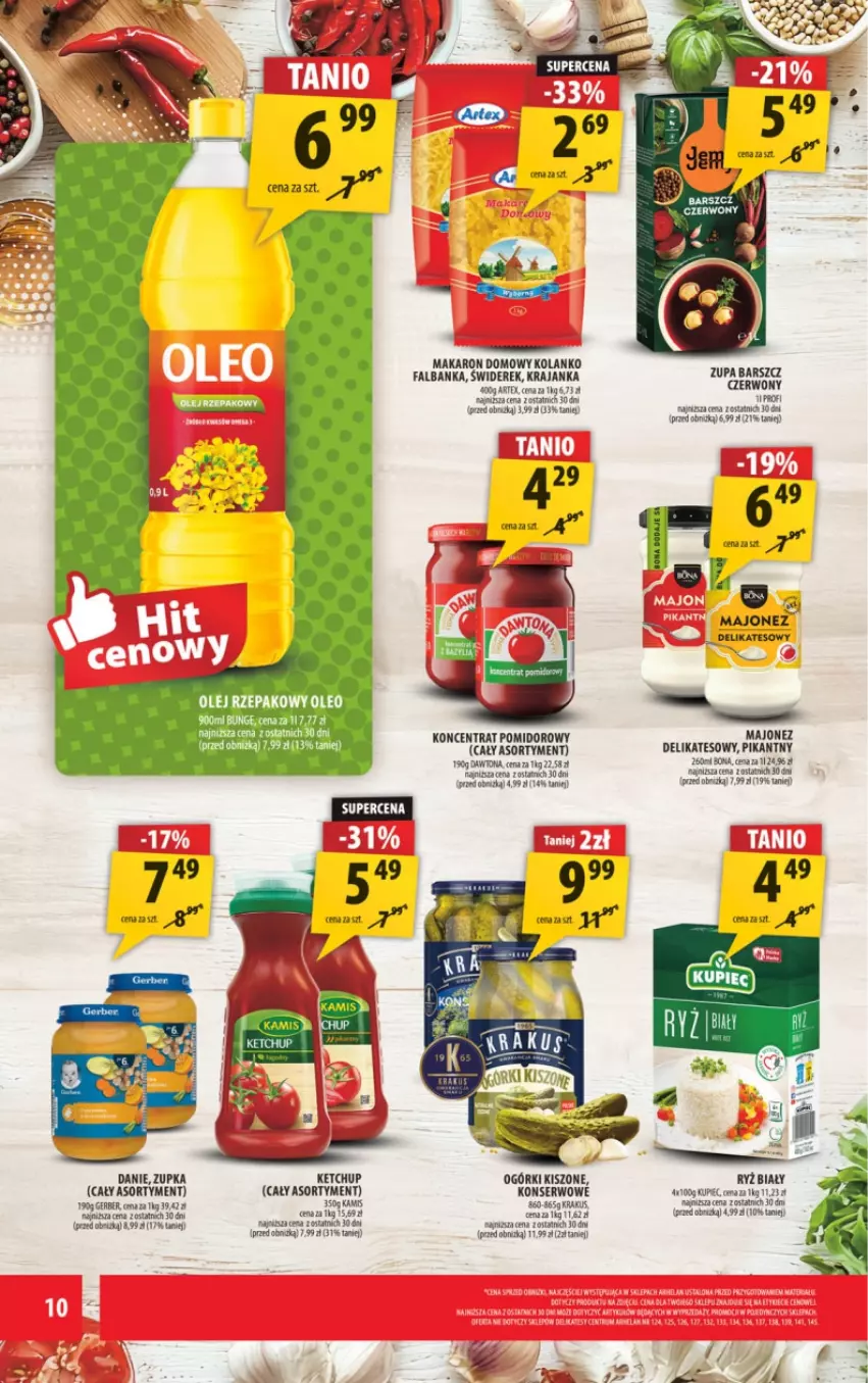 Gazetka promocyjna Arhelan - Gazetka - ważna 21.11 do 30.11.2025 - strona 10 - produkty: Dawtona, Fa, Gerber, Kamis, Ketchup, Krakus, Majonez, Makaron, Olej, Olej rzepakowy, Oleo, Ser, Zupa