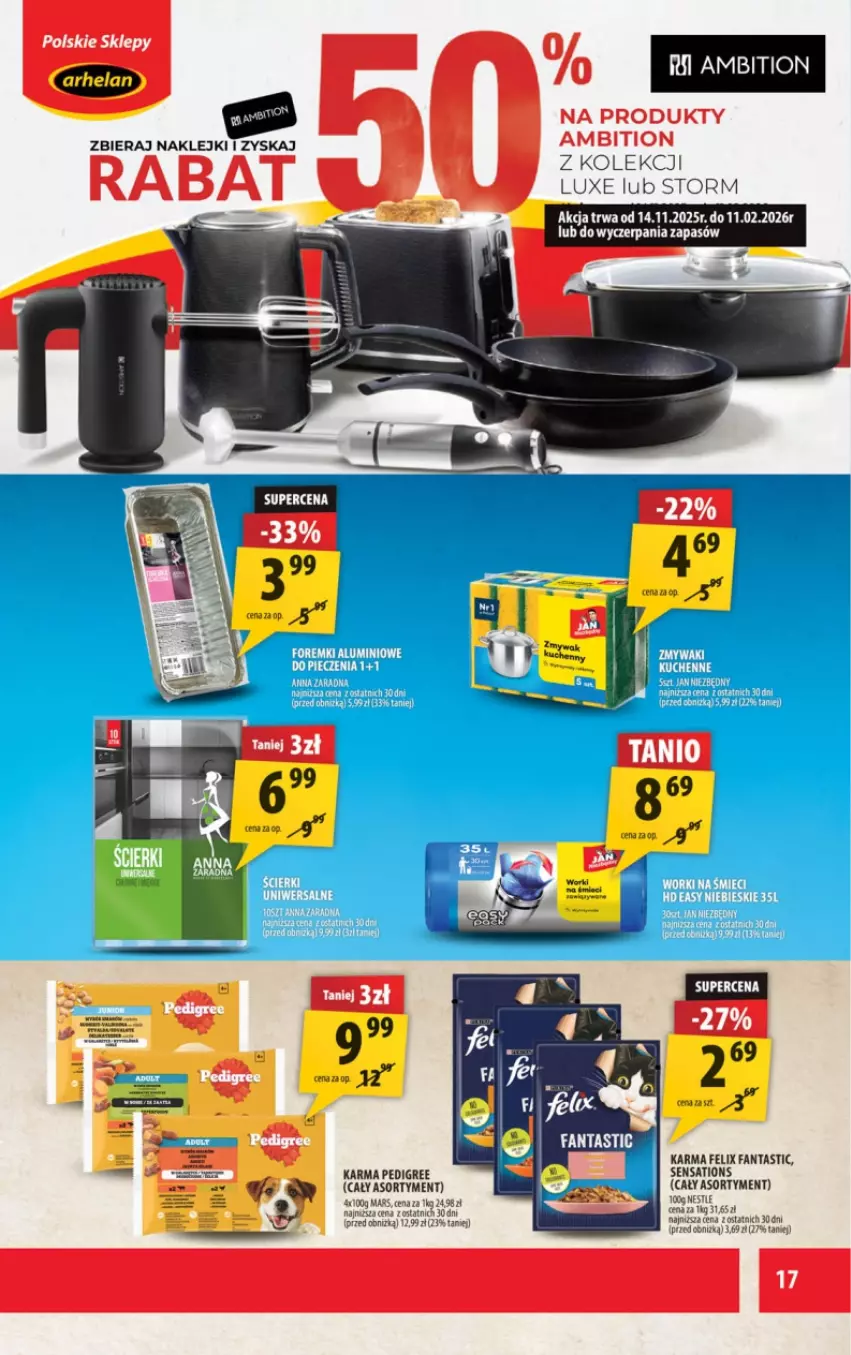 Gazetka promocyjna Arhelan - Gazetka - ważna 21.11 do 30.11.2025 - strona 17 - produkty: Ambition, Fa, Fanta, Felix, Klej, Mars, Pedigree, Sati