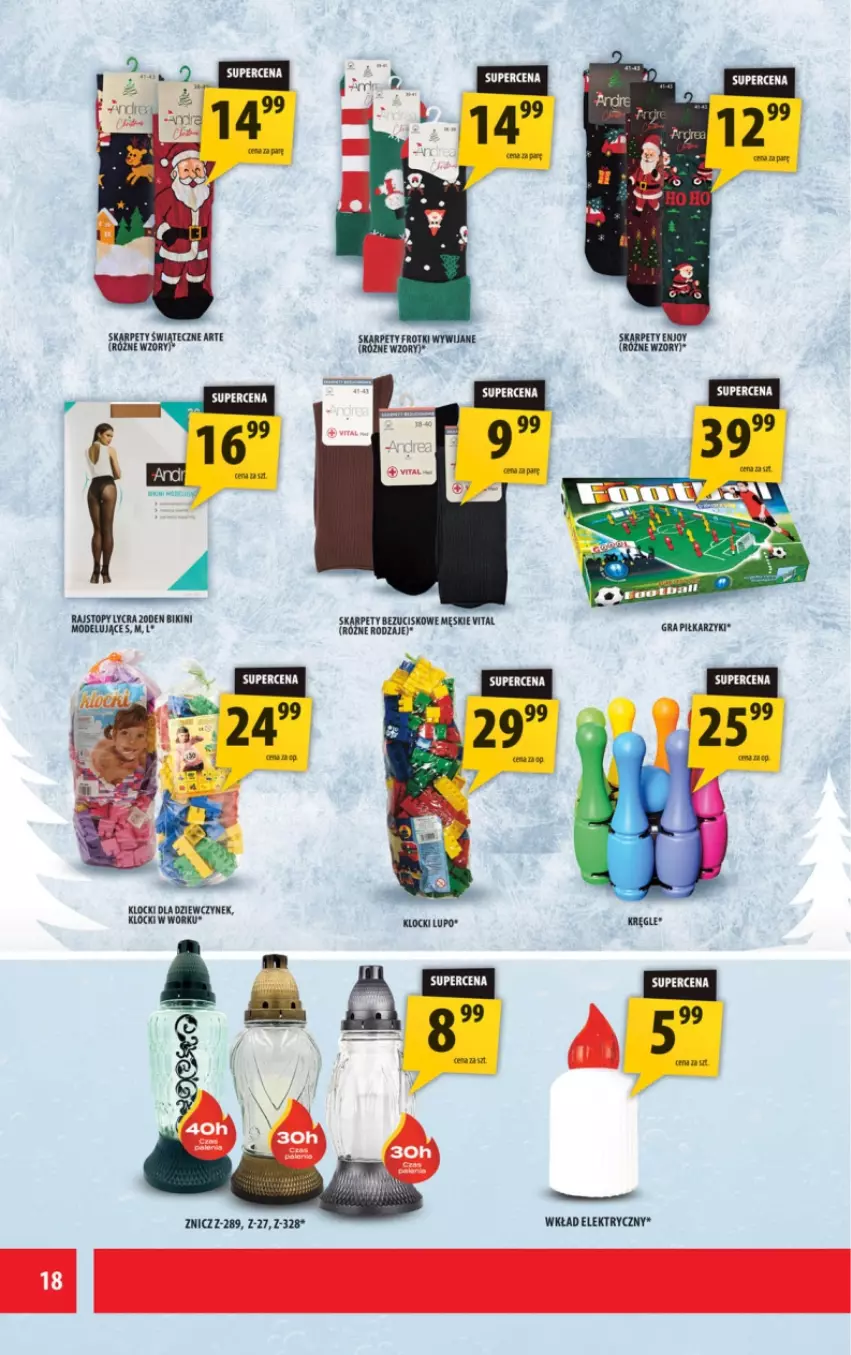 Gazetka promocyjna Arhelan - Gazetka - ważna 21.11 do 30.11.2025 - strona 18 - produkty: Bikini, Gra, Karp, Klocki, Piłkarzyki, Rajstopy, Top, Znicz