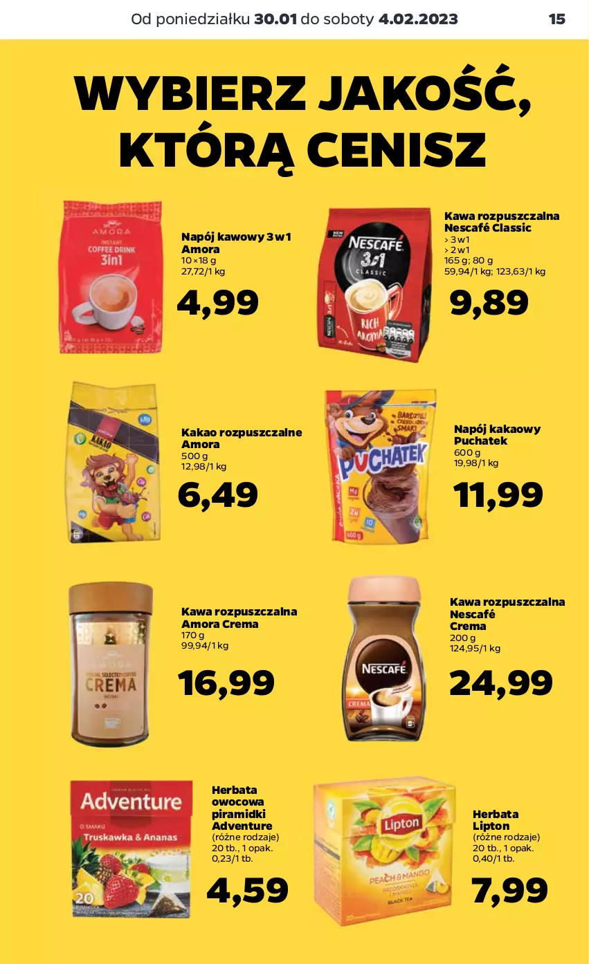 Gazetka promocyjna Netto - Artykuły spożywcze - ważna 30.01 do 04.02.2023 - strona 15 - produkty: Herbata, Herbata owocowa, Kakao, Kawa, Kawa rozpuszczalna, Lipton, Napój, Nescafé