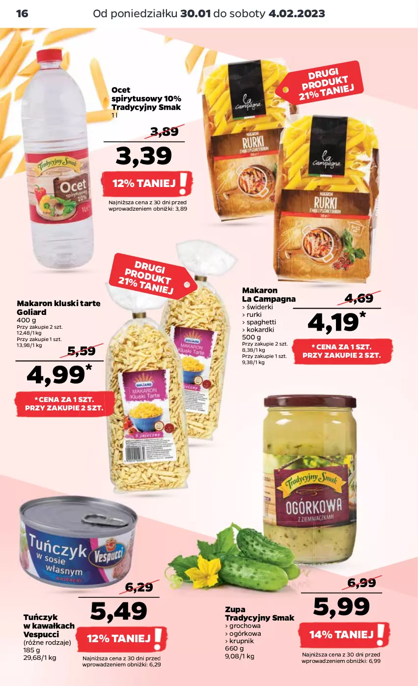 Gazetka promocyjna Netto - Artykuły spożywcze - ważna 30.01 do 04.02.2023 - strona 16 - produkty: Goliard, Groch, Kawa, Krupnik, Makaron, Ocet, Rurki, Spaghetti, Tuńczyk, Zupa