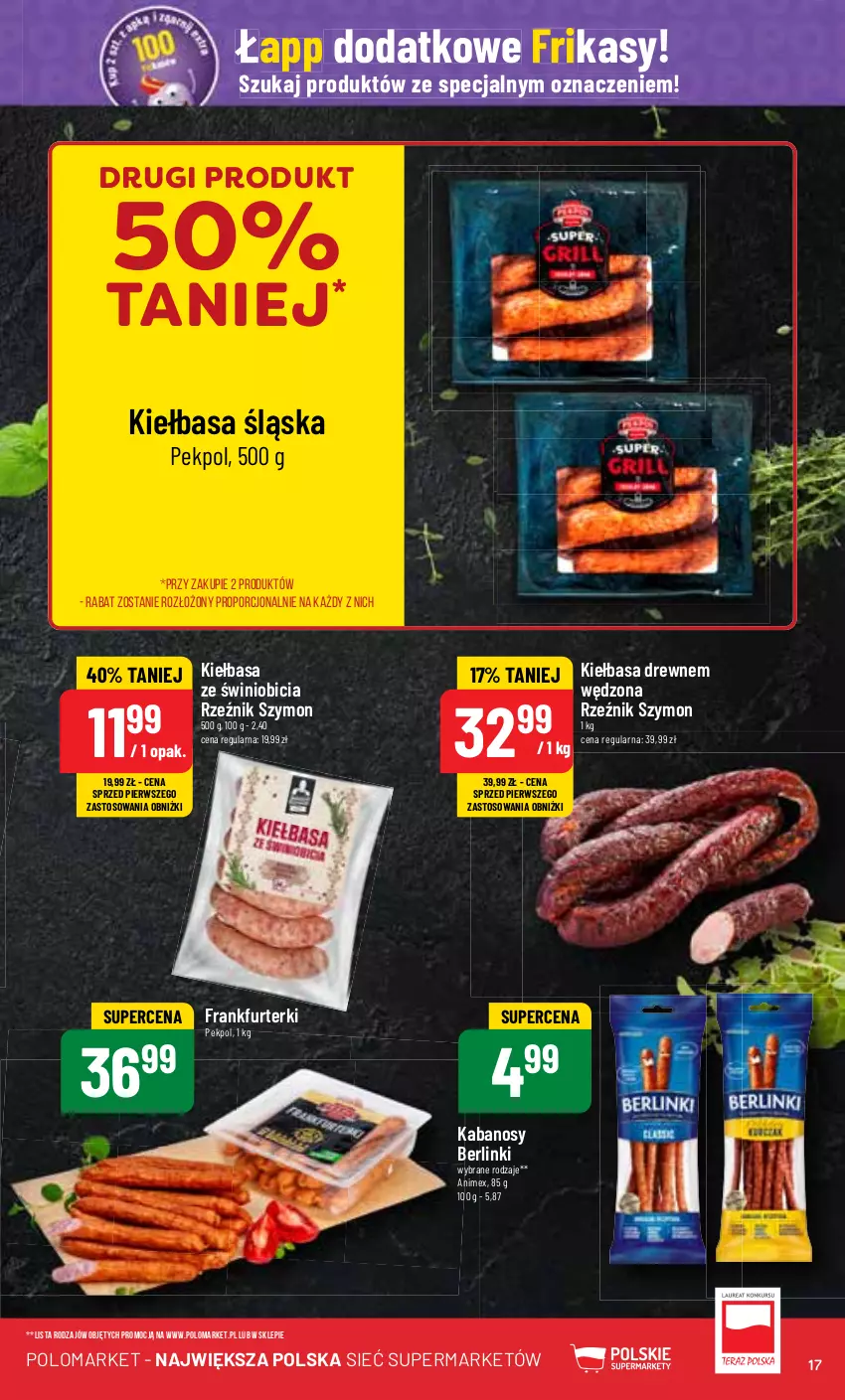 Gazetka promocyjna PoloMarket - Gazetka pomocyjna - ważna 10.07 do 16.07.2024 - strona 17 - produkty: Berlinki, BIC, Frankfurterki, Kabanos, Kiełbasa, Kiełbasa śląska, Pekpol, Por