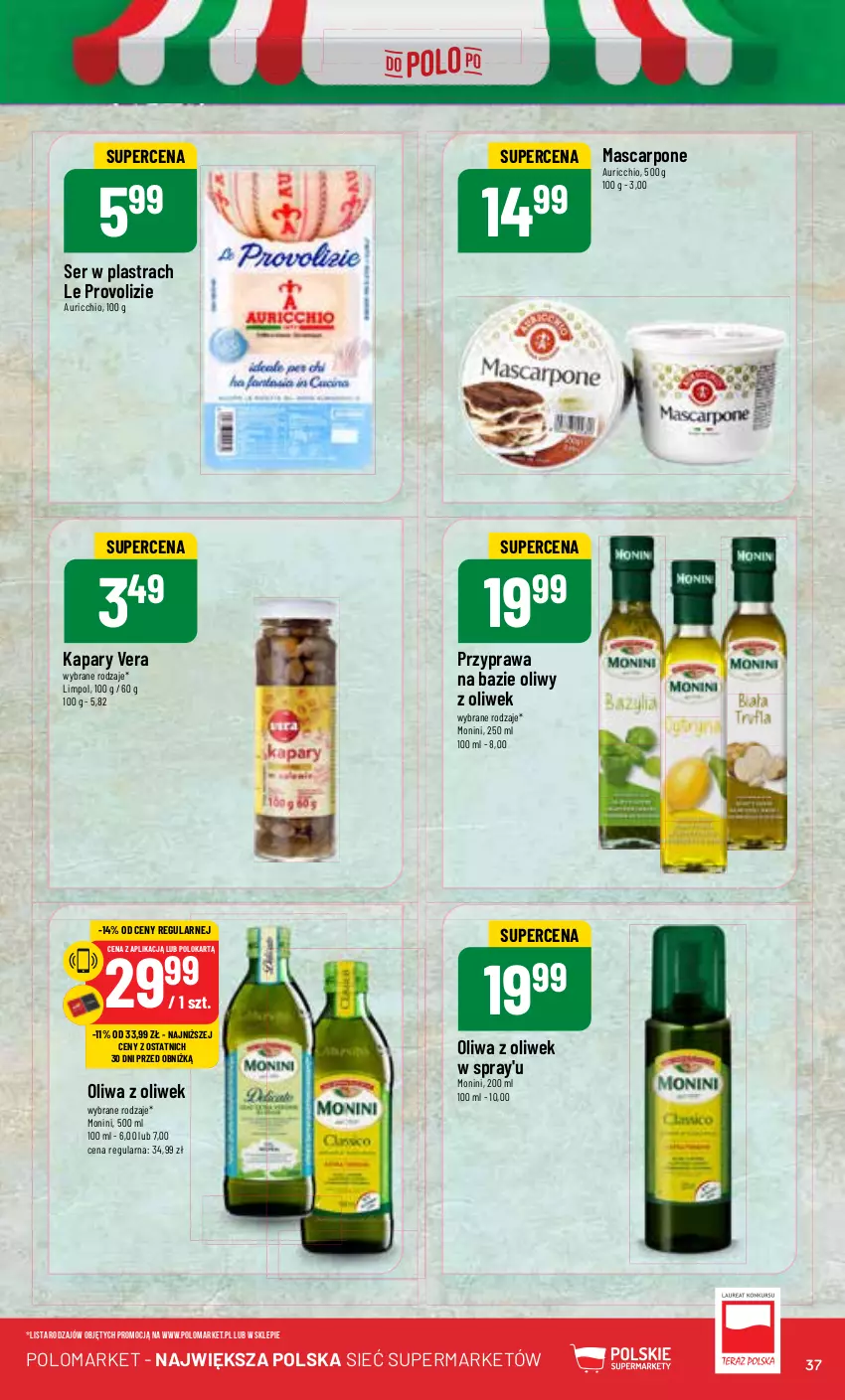 Gazetka promocyjna PoloMarket - Gazetka pomocyjna - ważna 10.07 do 16.07.2024 - strona 37 - produkty: Kapary, Mascarpone, Monini, Oliwa z oliwek, Ser