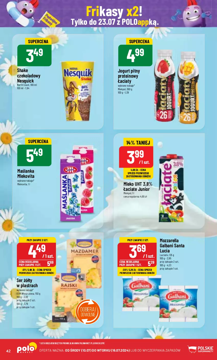 Gazetka promocyjna PoloMarket - Gazetka pomocyjna - ważna 10.07 do 16.07.2024 - strona 42 - produkty: Galbani, Jogurt, Jogurt pitny, Maślanka, Mleko, Mlekovita, Mozzarella, Ser