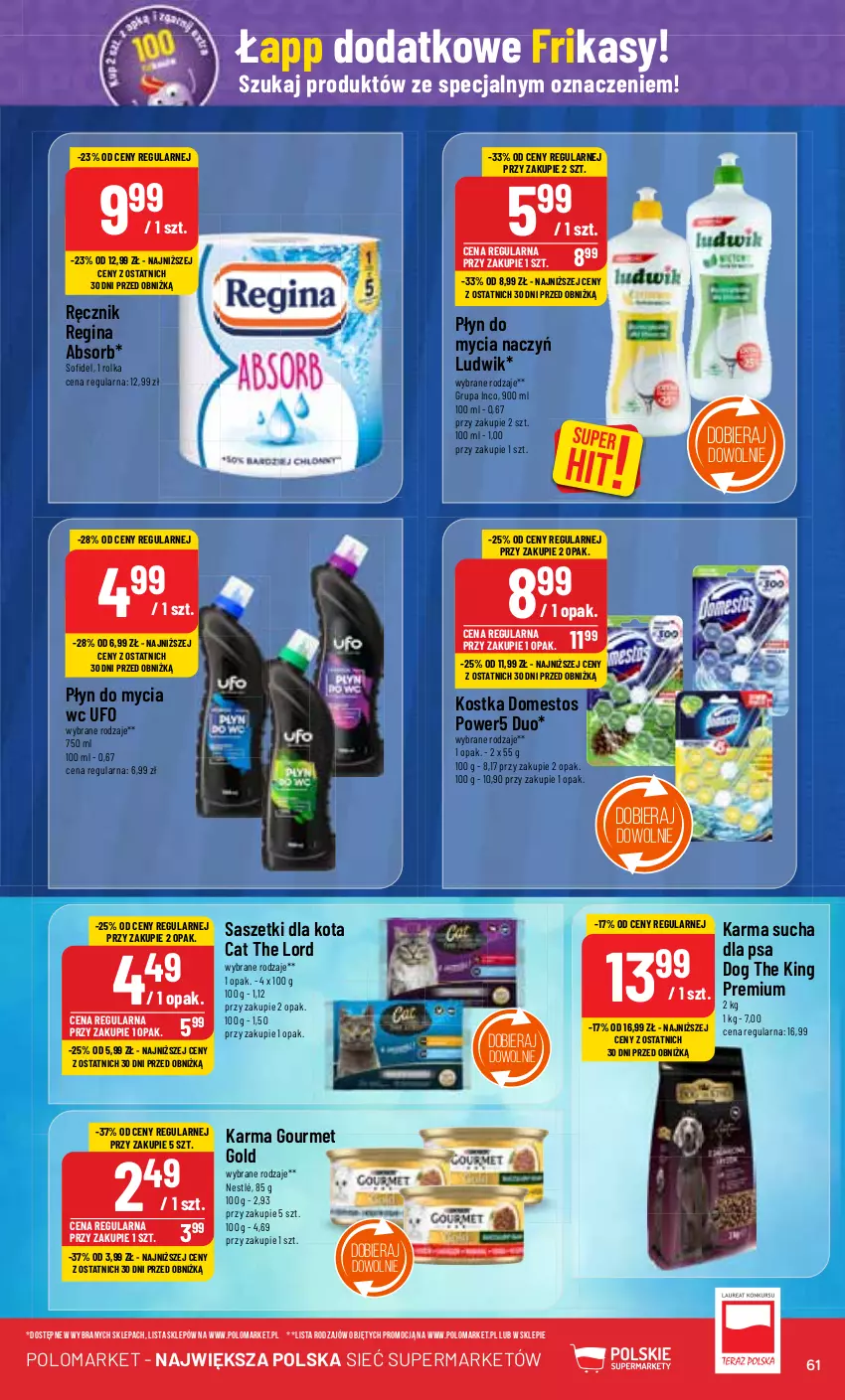 Gazetka promocyjna PoloMarket - Gazetka pomocyjna - ważna 10.07 do 16.07.2024 - strona 61 - produkty: Do mycia naczyń, Domestos, Gin, Gourmet Gold, Ludwik, Nestlé, Płyn do mycia, Płyn do mycia naczyń, Ręcznik